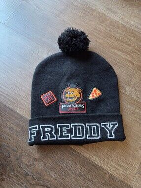 FNAF Freddy Fazbear's Pizza Beanie Hat with patches OS. No major flaws noted